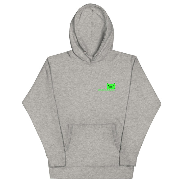 Pixel Pig chest print on a pullover hoodie — carbon grey, front