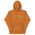 Pixel Pig chest print on a pullover hoodie — adobe, front