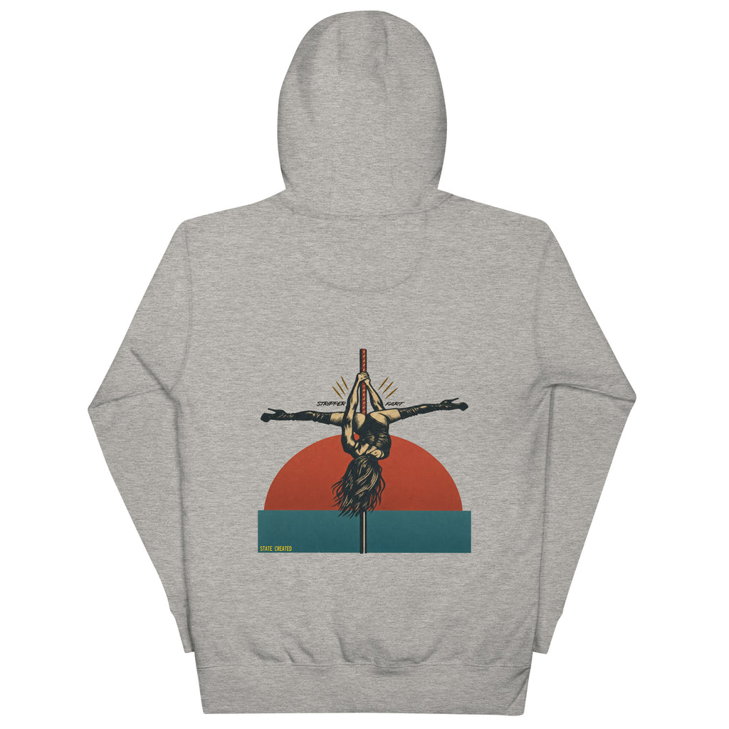 $.C. Stripper Fart on a pullover hoodie — carbon grey, back