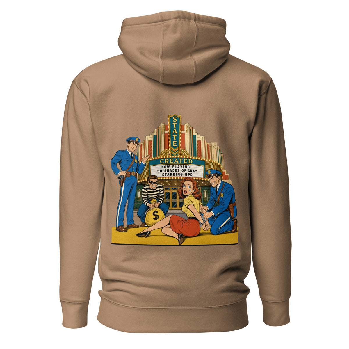 Someone's Mom on a pullover hoodie — latte, back