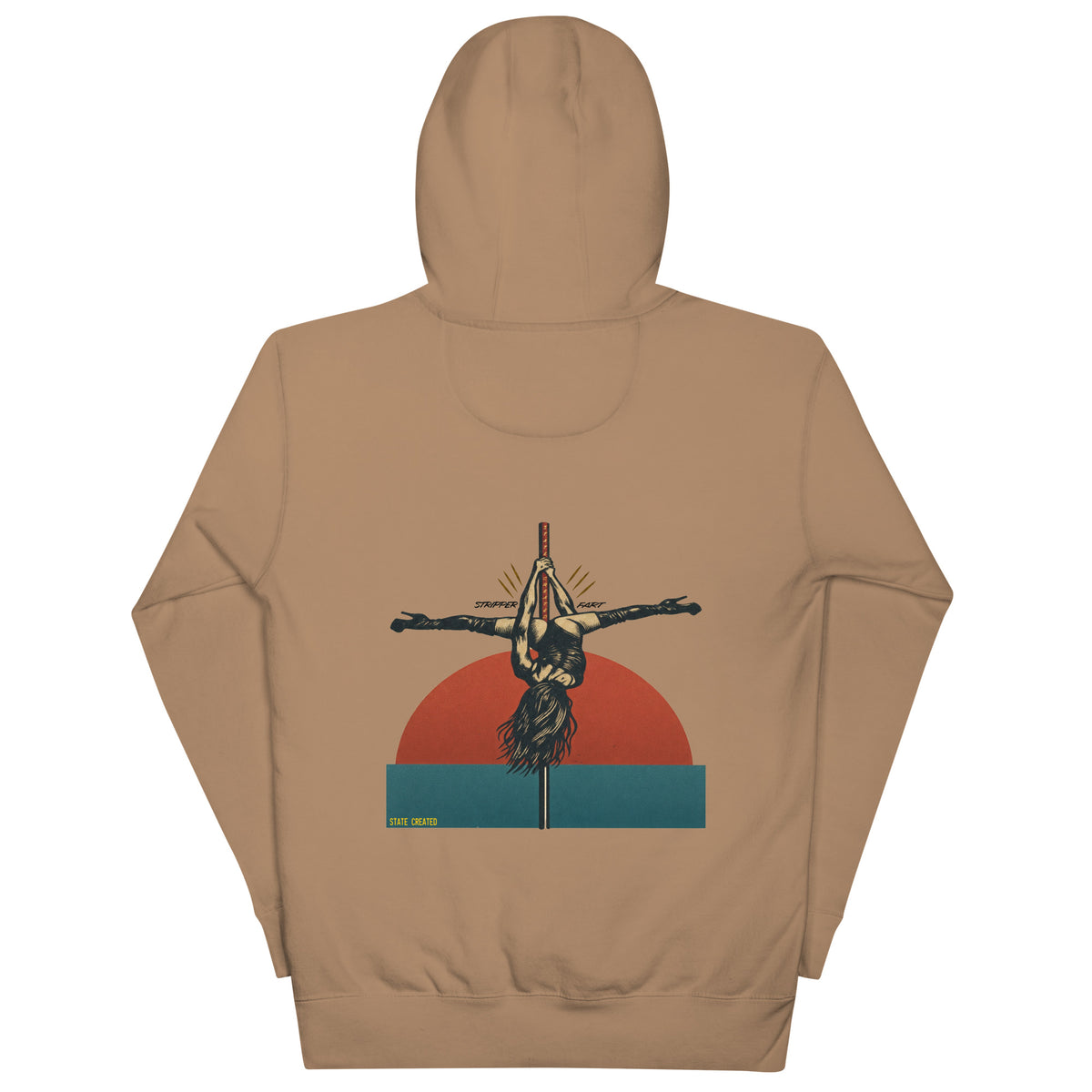 $.C. Stripper Fart on a pullover hoodie — latte, back