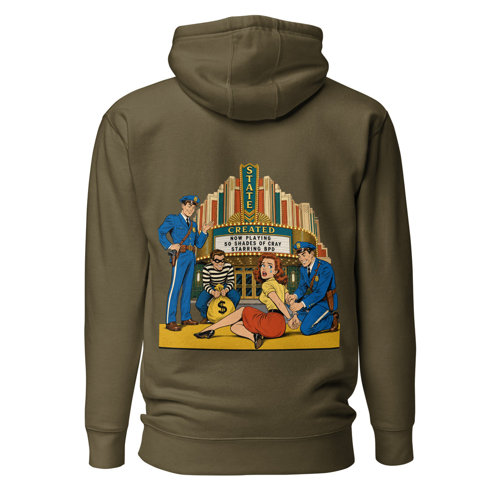 Someone's Mom on a pullover hoodie — military green, back