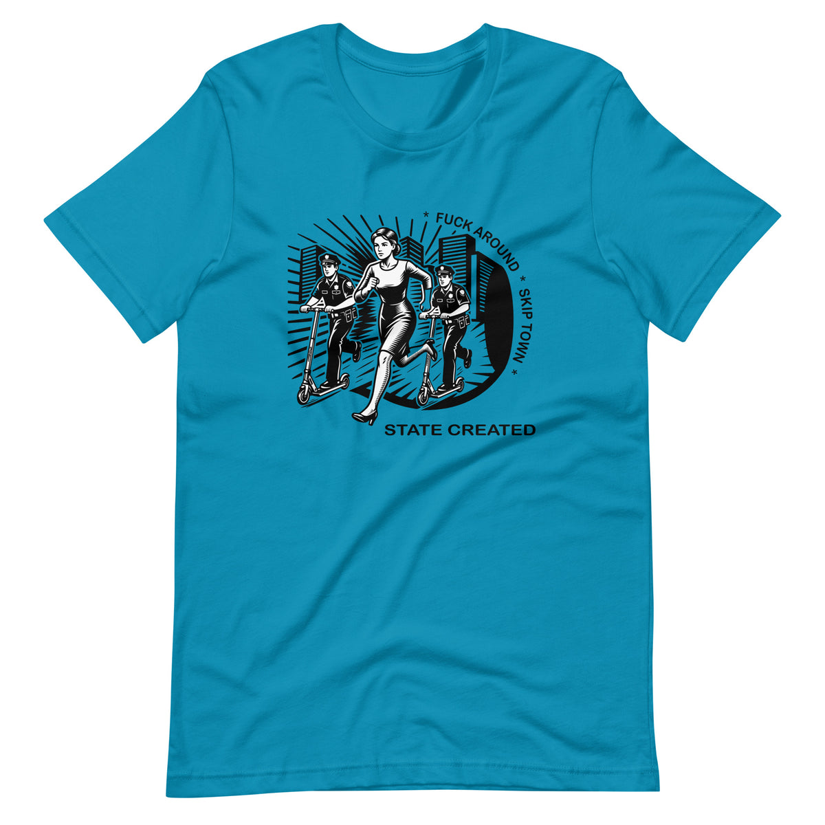 Razor Patrol on a unisex tee — aqua, front