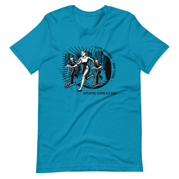 Razor Patrol on a unisex tee — aqua, front