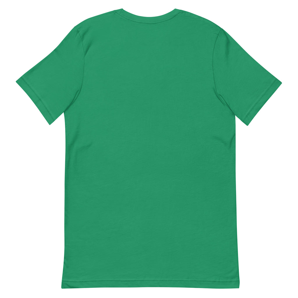 Unprinted back of a unisex tee — kelly