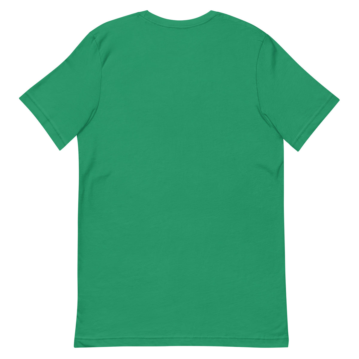 Unprinted back of a unisex tee — kelly