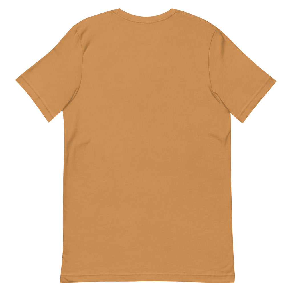 Unprinted back of a unisex tee — toast