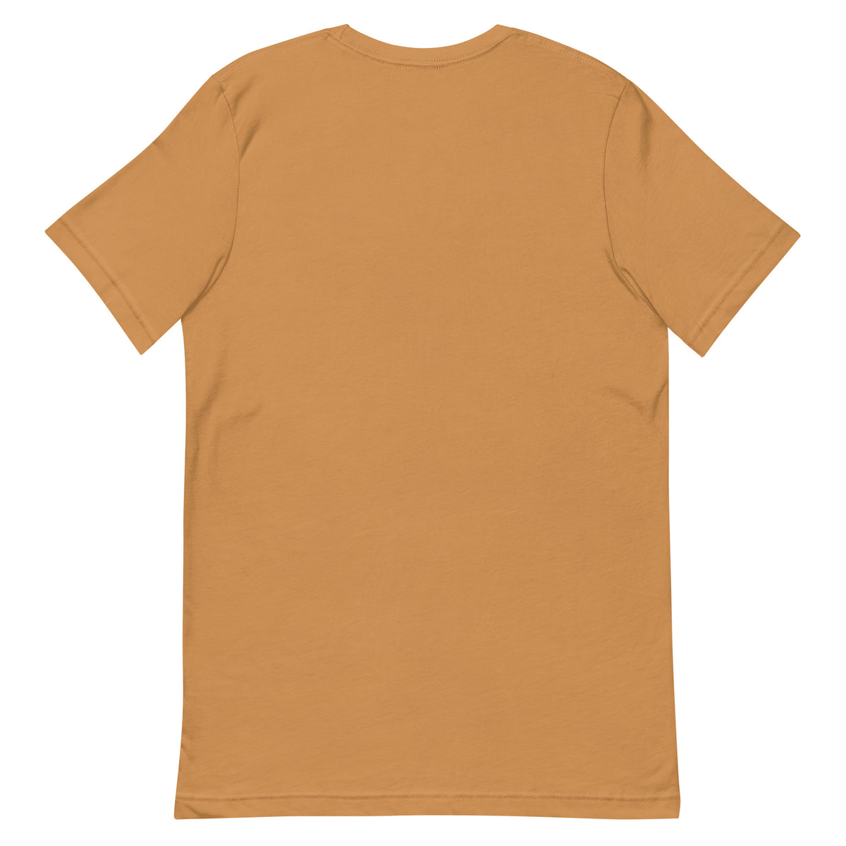 Unprinted back of a unisex tee — toast