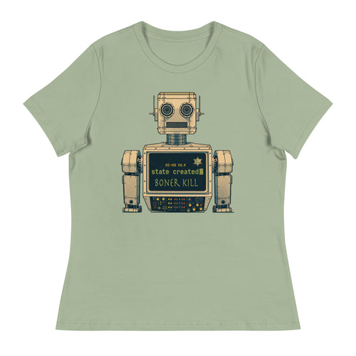 E.D. Phone Home on a women's relaxed tee — sage, front